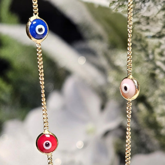 Multicolor Evil Eye Inlay Bracelet - Vibrant Protective Jewelry