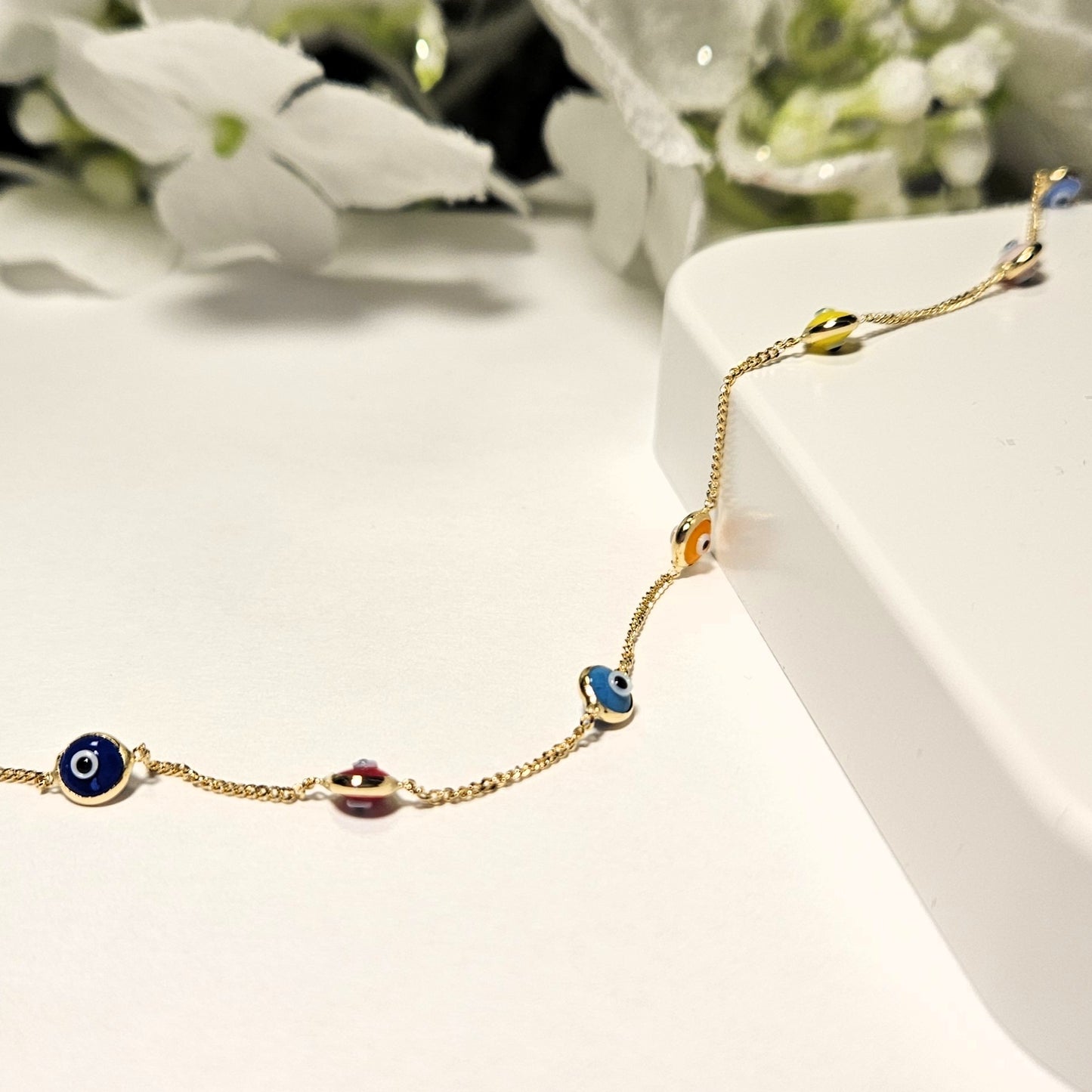 Multicolor Evil Eye Inlay Bracelet - Vibrant Protective Jewelry