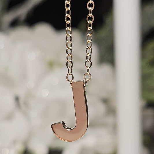 Monogram Gold Letter "J" Pendant